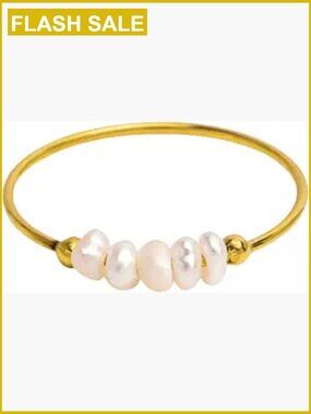 18K Gold Plated Pearl Stackable Ring Non Tarnish Wedding Promise Jewelry